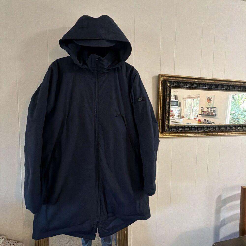 Nike Down Fill Parka Jacket Coat Mens Large Navy Hooded